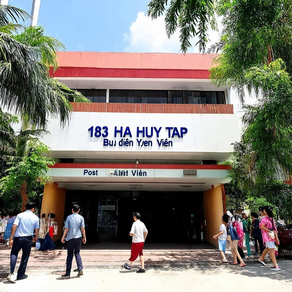 Hình ảnh Bưu điện Yên Viên tại địa chỉ 183 Hà Huy Tập, Gia Lâm, dễ dàng nhận biết từ mặt đường