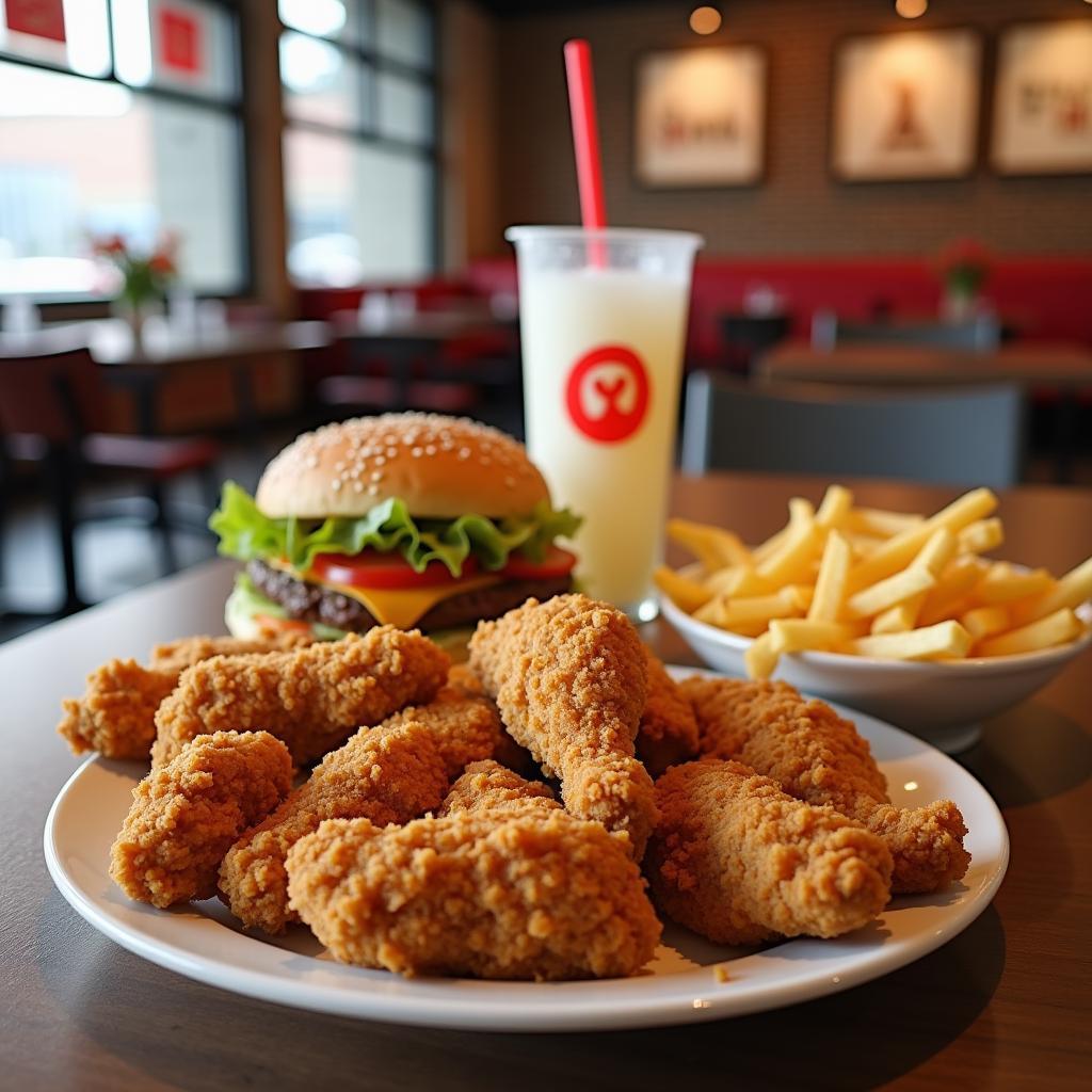 Hinh anh cac mon ga ran, burger, khoai tay chien Lotteria 160 Le Binh