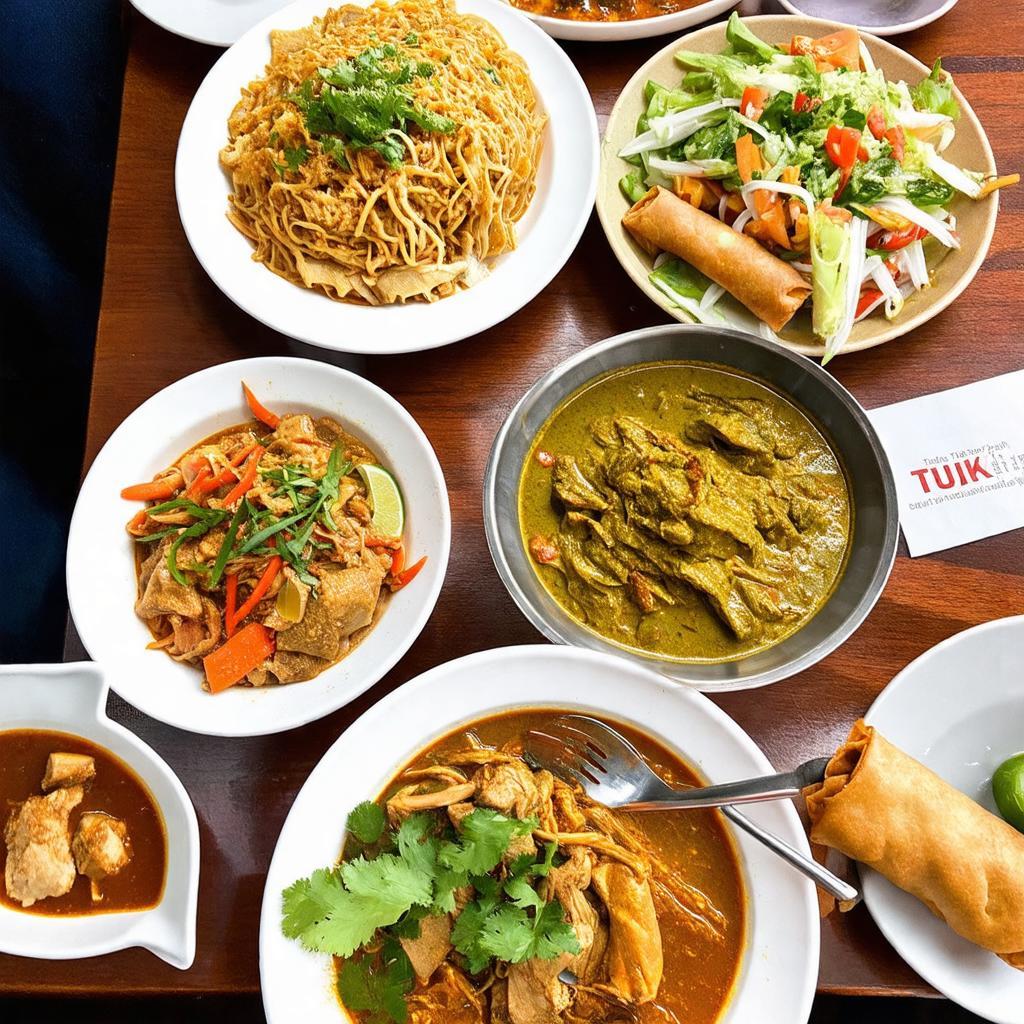 Bàn tiệc với nhiều món Thái hấp dẫn tại nhà hàng Tuk Tuk Lý Tự Trọng