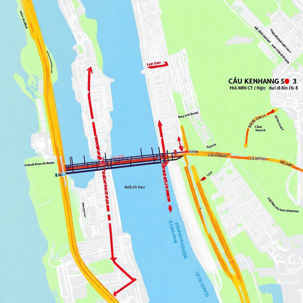 Bản đồ minh họa đường đi đến Cầu Kênh Ngang số 3 tại Quận 8, TP.HCM, làm nổi bật các tuyến đường chính dẫn đến cầu