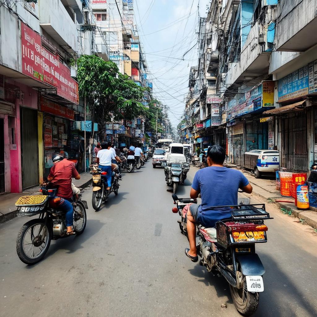 Khung cảnh sầm uất trên đường Hồng Bàng Quận 11, Thành phố Hồ Chí Minh, với nhiều phương tiện giao thông tấp nập