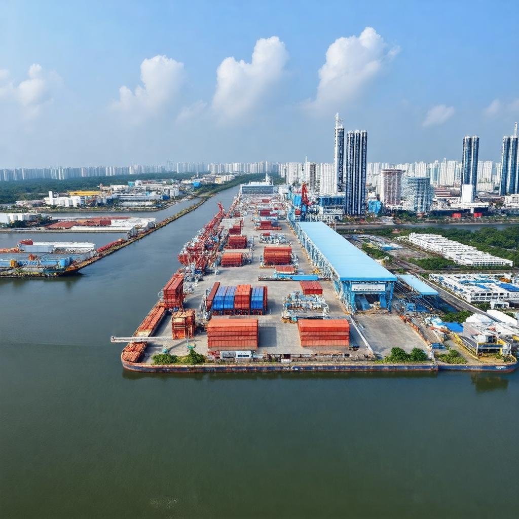 Toàn cảnh Cảng Bourbon Bến Lức bên dòng sông Vàm Cỏ Đông yên bình