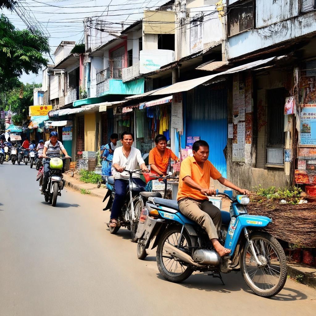 Cảnh sinh hoạt thường nhật bình dị trên một con đường ở Ấp Ngũ Phúc, Hố Nai 3