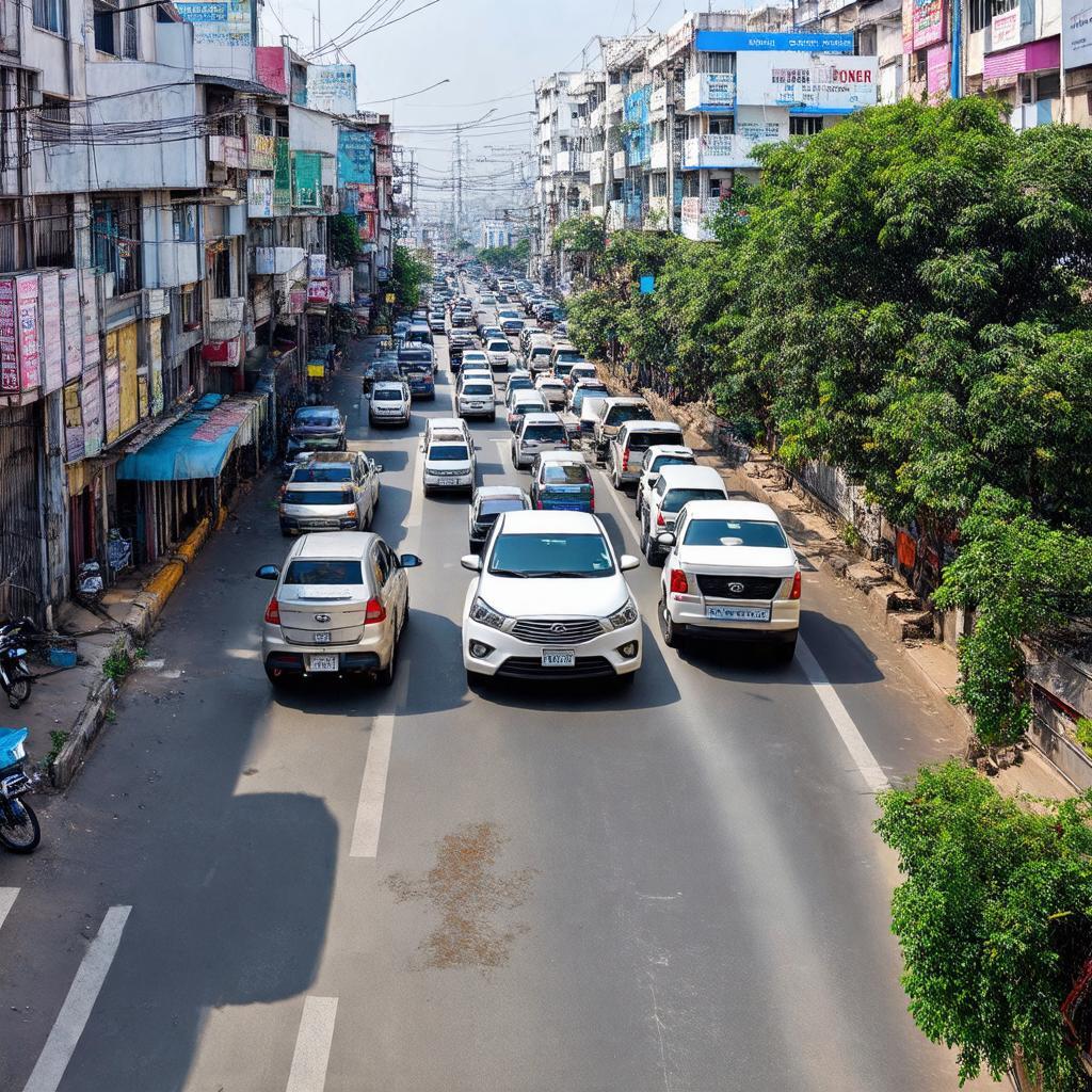 Khung cảnh sầm uất tại Ngã tư Hiệp Phước, huyện Nhơn Trạch, Đồng Nai vào giờ cao điểm