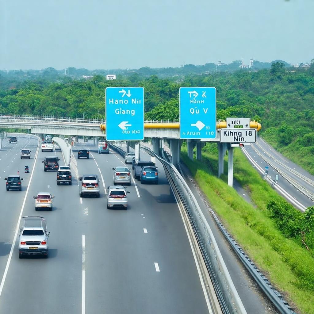 Nút giao Quốc lộ 18 với cao tốc Hà Nội - Bắc Giang gần thành phố Bắc Ninh.
