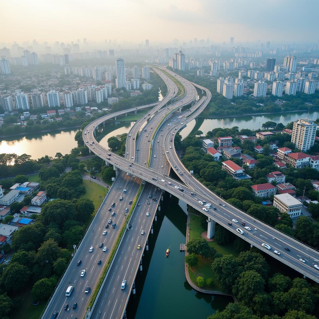 Toàn cảnh Cầu Bình Lợi và đường Phạm Văn Đồng nhìn từ trên cao, cho thấy sự kết nối giao thông quan trọng của khu vực Bình Thạnh