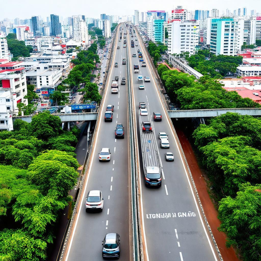 Hình ảnh Cầu Công Lý sầm uất nhìn từ trên cao tại Phường 17 Quận 3 Thành phố Hồ Chí Minh