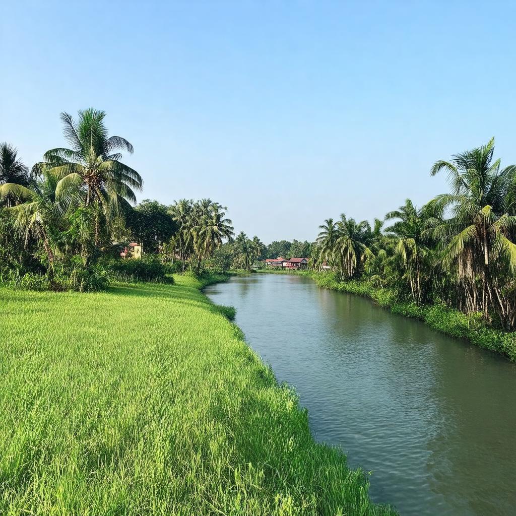 Cảnh quan thanh bình bên dòng Sông Kim Bồng nhìn từ Cầu Hò Nha Trang