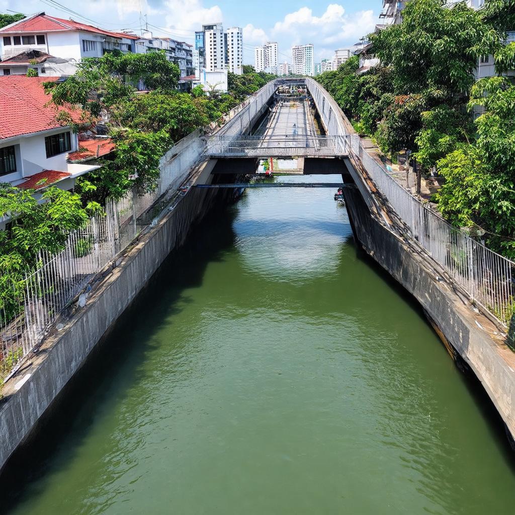 Một góc nhìn về Cầu Kênh Ngang số 3 tại Quận 8, TP.HCM, cho thấy vị trí cầu bắc qua Kênh Ngang và quang cảnh xung quanh với nhà cửa và cây xanh.
