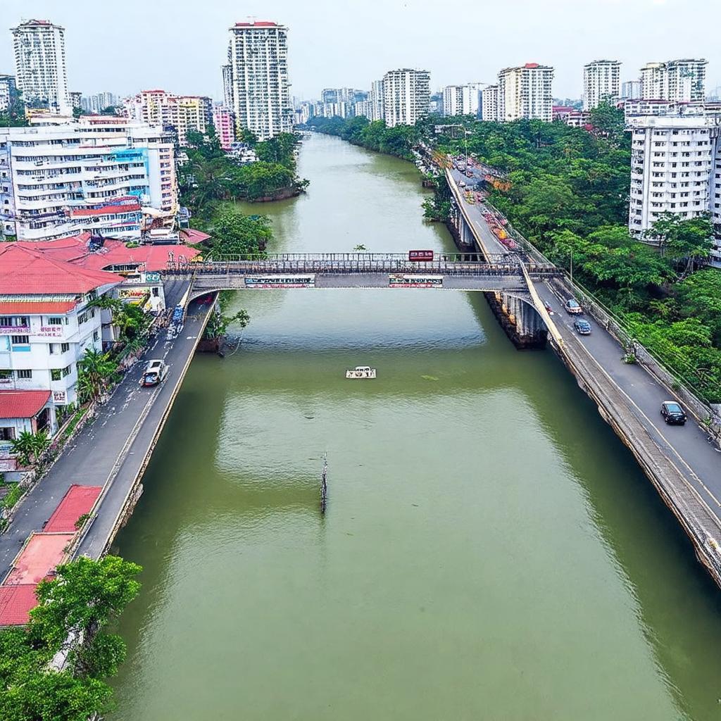 Cầu Ông Ngữ ở phường 28 quận Bình Thạnh bắc qua kênh Nhiêu Lộc Thị Nghè kết nối giao thông khu vực