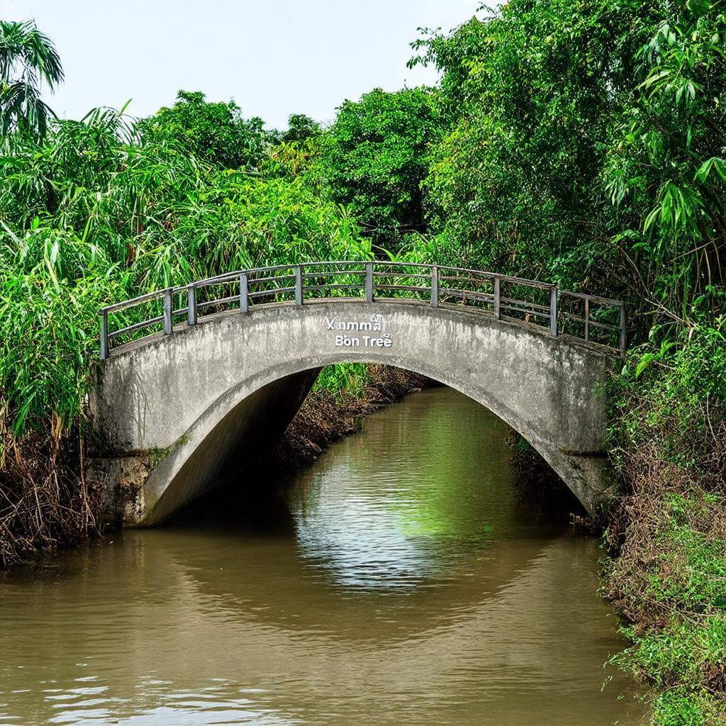 Hình ảnh Cầu Phong Nam Giồng Trôm Bến Tre với khung cảnh sông nước yên bình