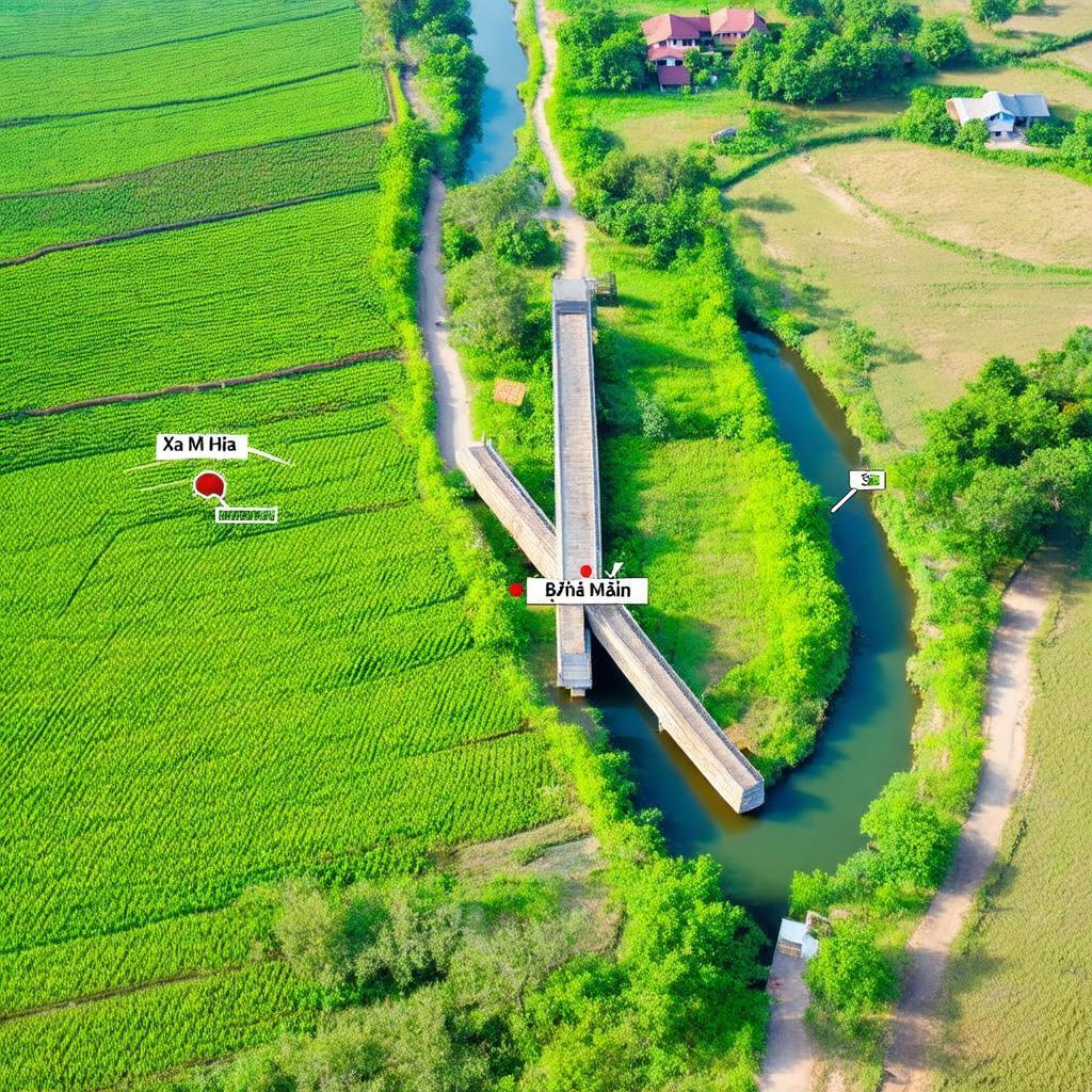 Vi tri Cau Tra On o xa My Hoa, thi xa Binh Minh, nam sau trong vung que nong thon