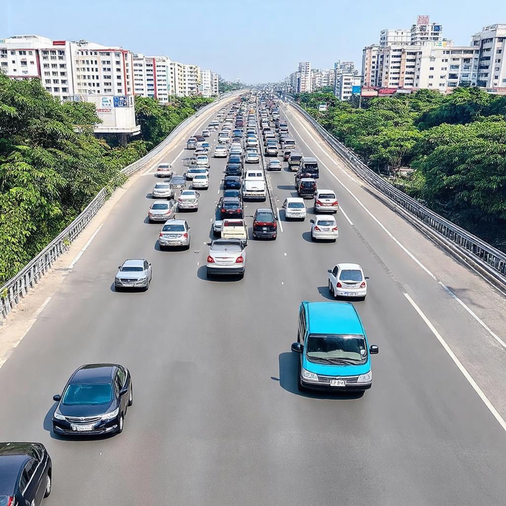 Cầu vượt Phạm Văn Đồng Linh Đông, Thủ Đức với dòng xe cộ di chuyển thuận tiện, thông thoáng.