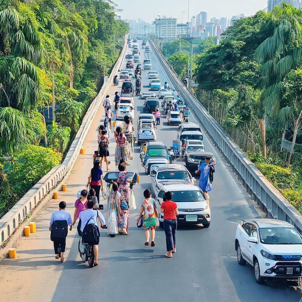 Người dân di chuyển qua Cầu Xóm Cui Quận 8 TP HCM cảnh sinh hoạt