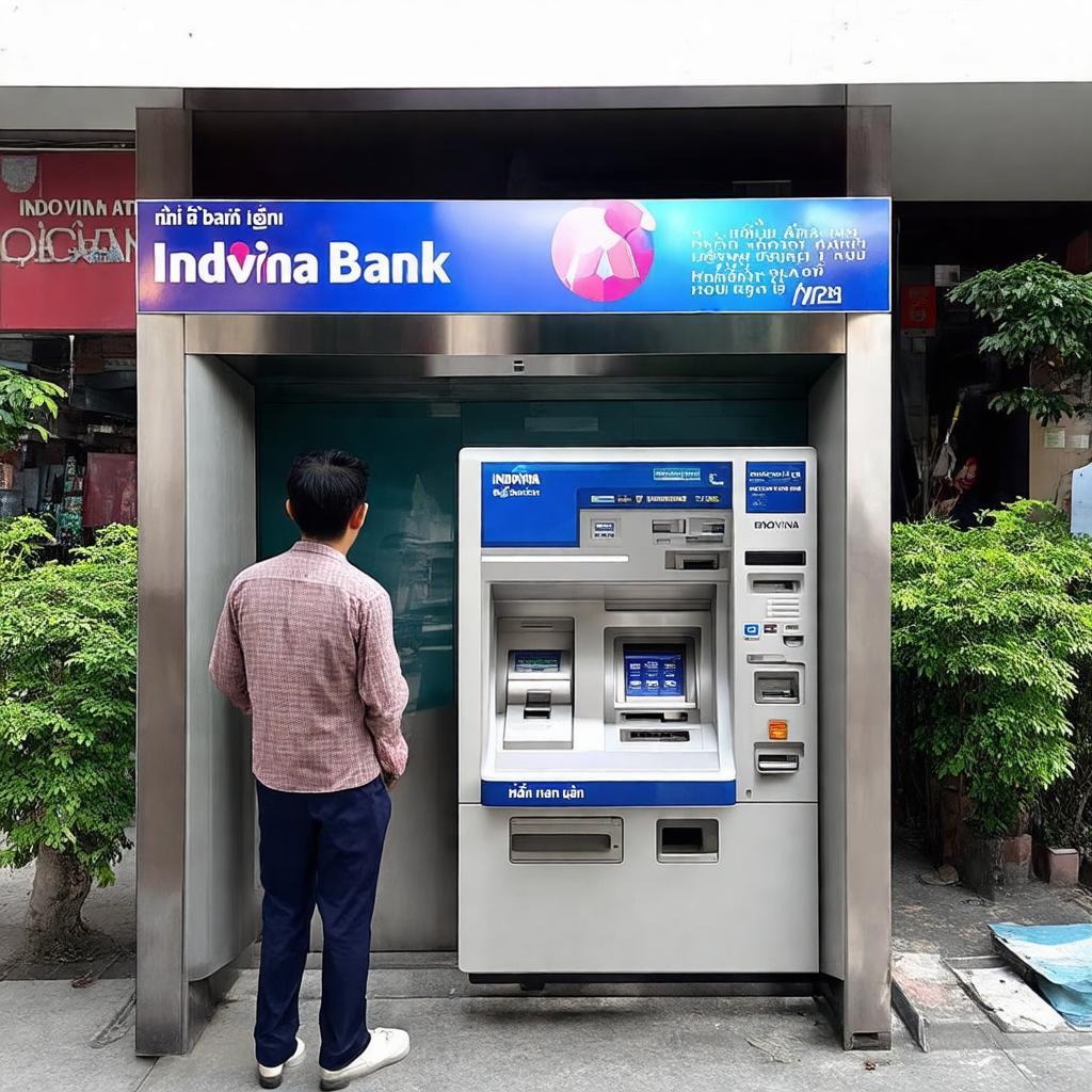 Hình ảnh cây ATM của Ngân hàng Indovina đặt tại hoặc gần chi nhánh 88 Hai Bà Trưng, Hà Nội.