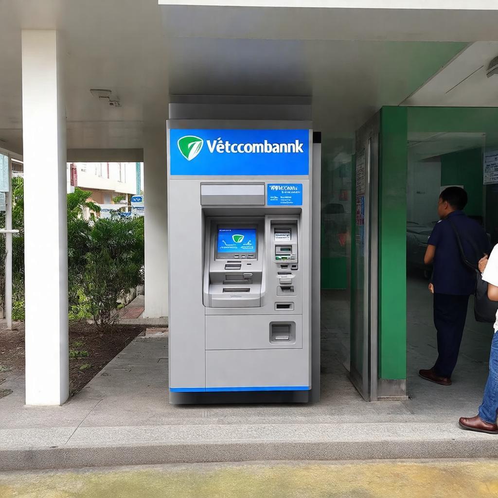 Cây ATM Vietcombank gần chi nhánh Lê Văn Việt giúp rút tiền, chuyển khoản nhanh chóng.
