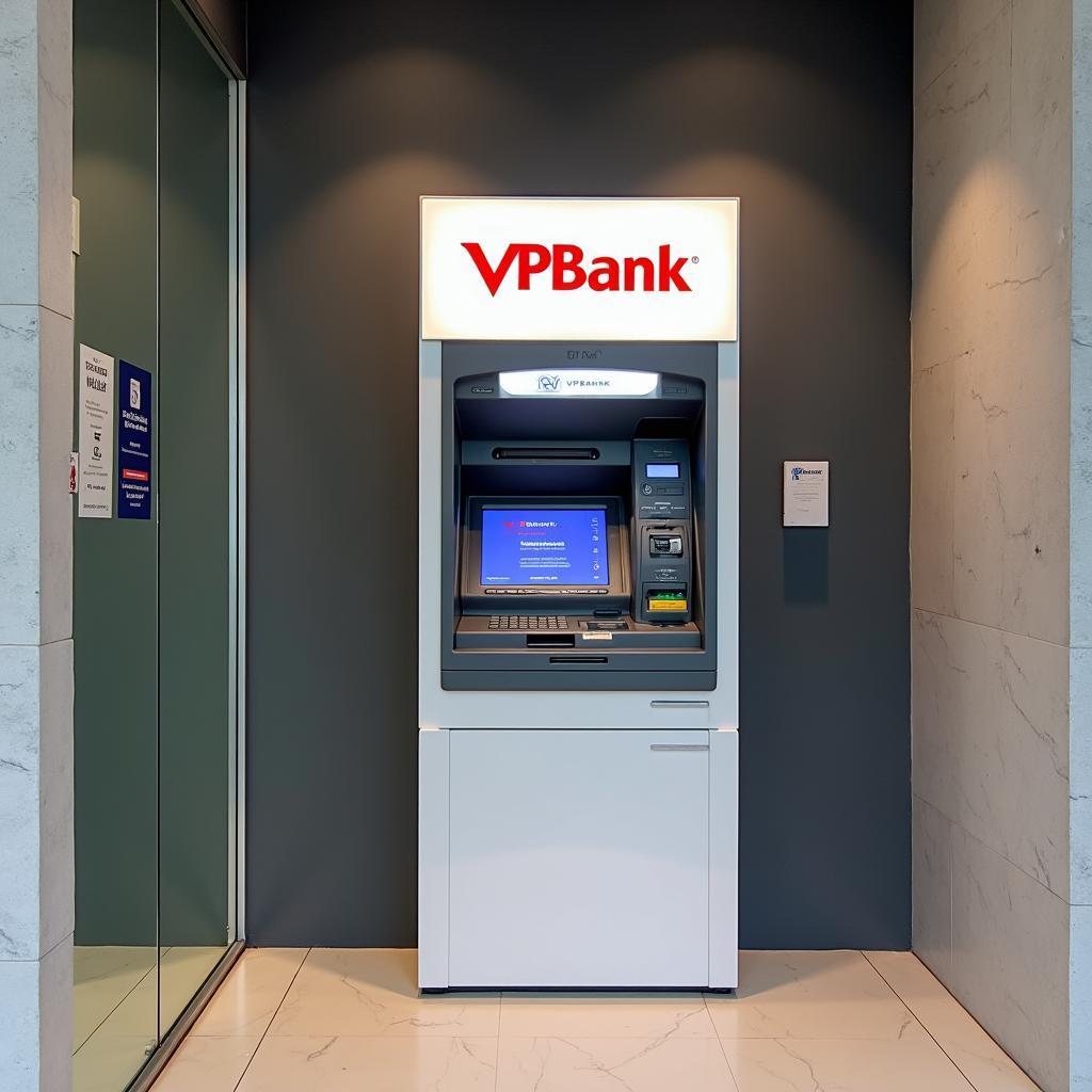 Cây ATM của VPBank đặt tại chi nhánh Hàm Nghi, tiện lợi cho khách hàng rút tiền 24/7.