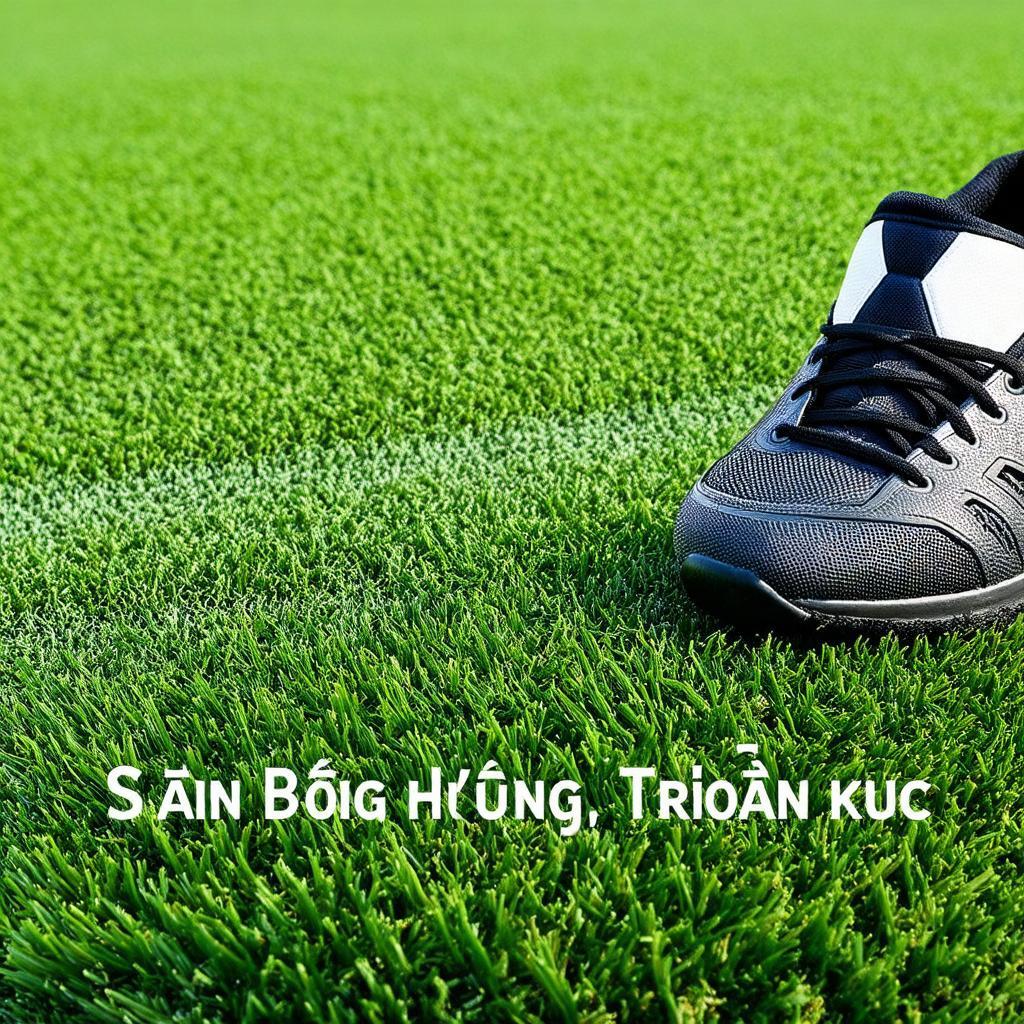 Hình ảnh cận cảnh mặt cỏ nhân tạo tại Sân Bóng Hồng Ân, mô tả kết cấu và độ nảy.