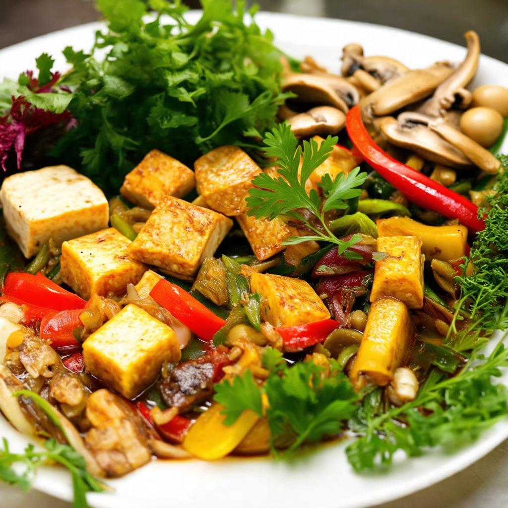 Minh họa nguyên liệu tươi ngon hoặc món chay được chế biến tinh tế tại Bát Nhã