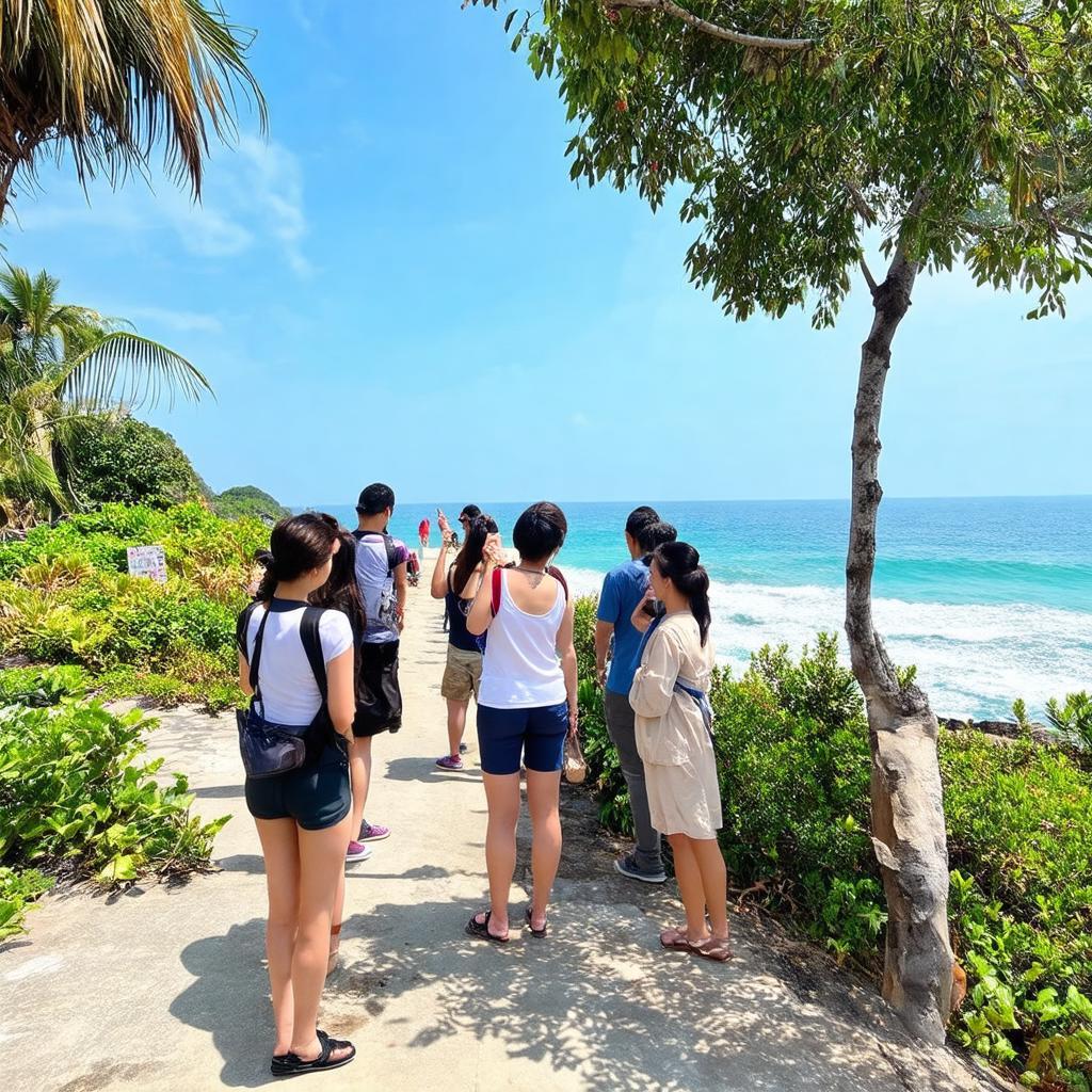 Du khách chụp ảnh check-in tại điểm Eo Ông Từ Vũng Tàu đầy nắng và gió biển