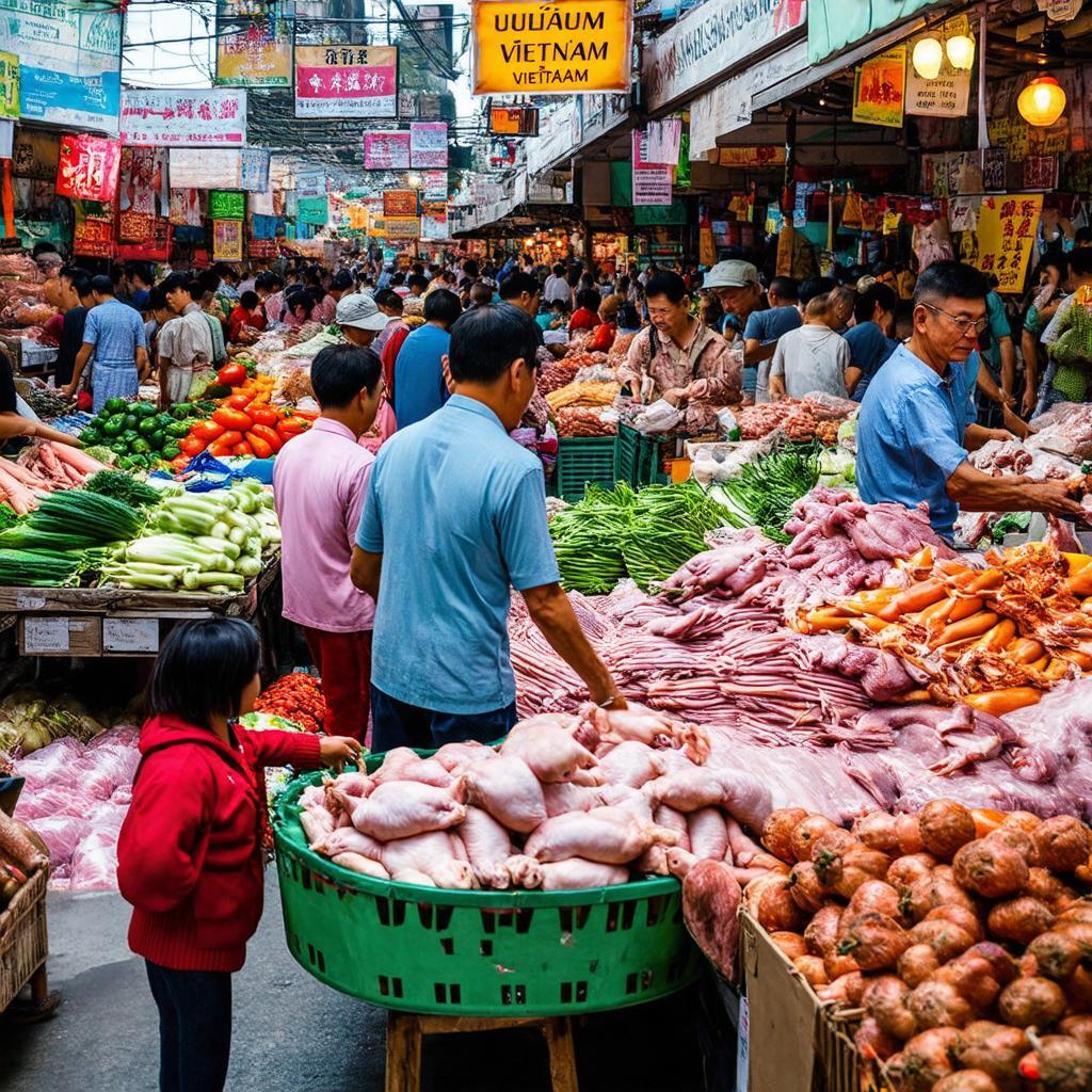 Quang cảnh Chợ Ba Thá vào buổi sáng sớm ngày phiên, rất đông người và hàng hóa.