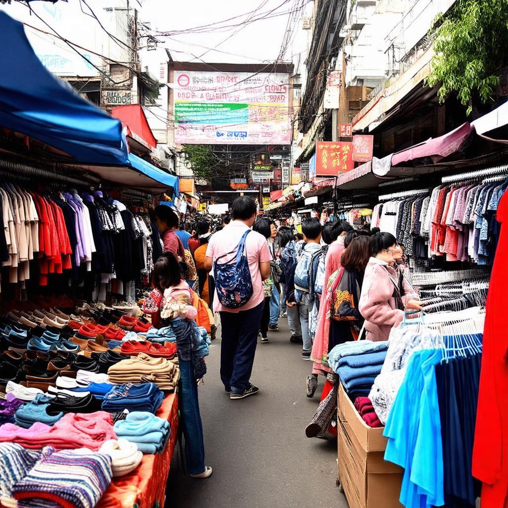 Khu vuc mua sam quan ao phu kien gia re tai Chợ Bách Khoa pho Le Thanh Nghị Hai Ba Trung Ha Noi