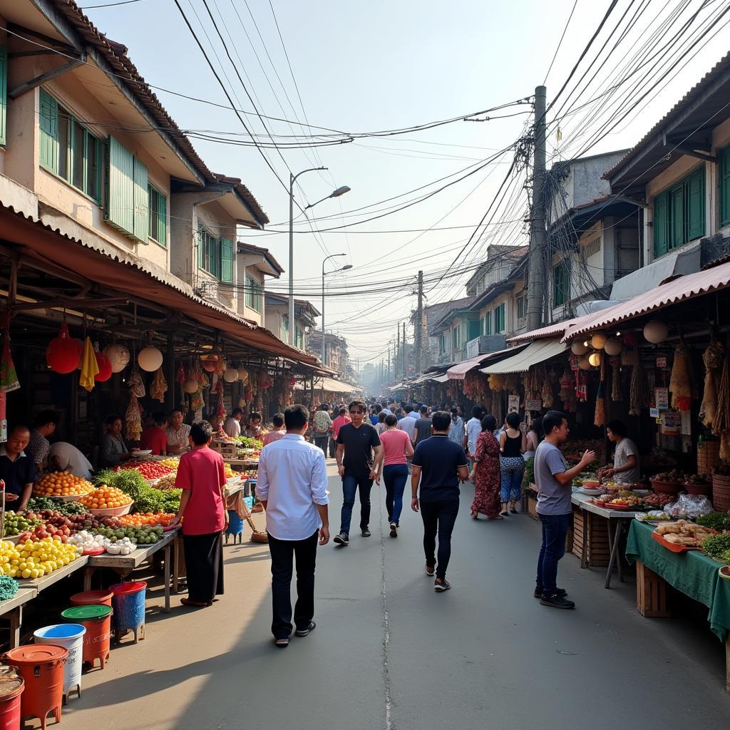 Toàn cảnh chợ Cái Tắc sầm uất trên Quốc lộ 61, Châu Thành A, Hậu Giang với hoạt động mua bán tấp nập