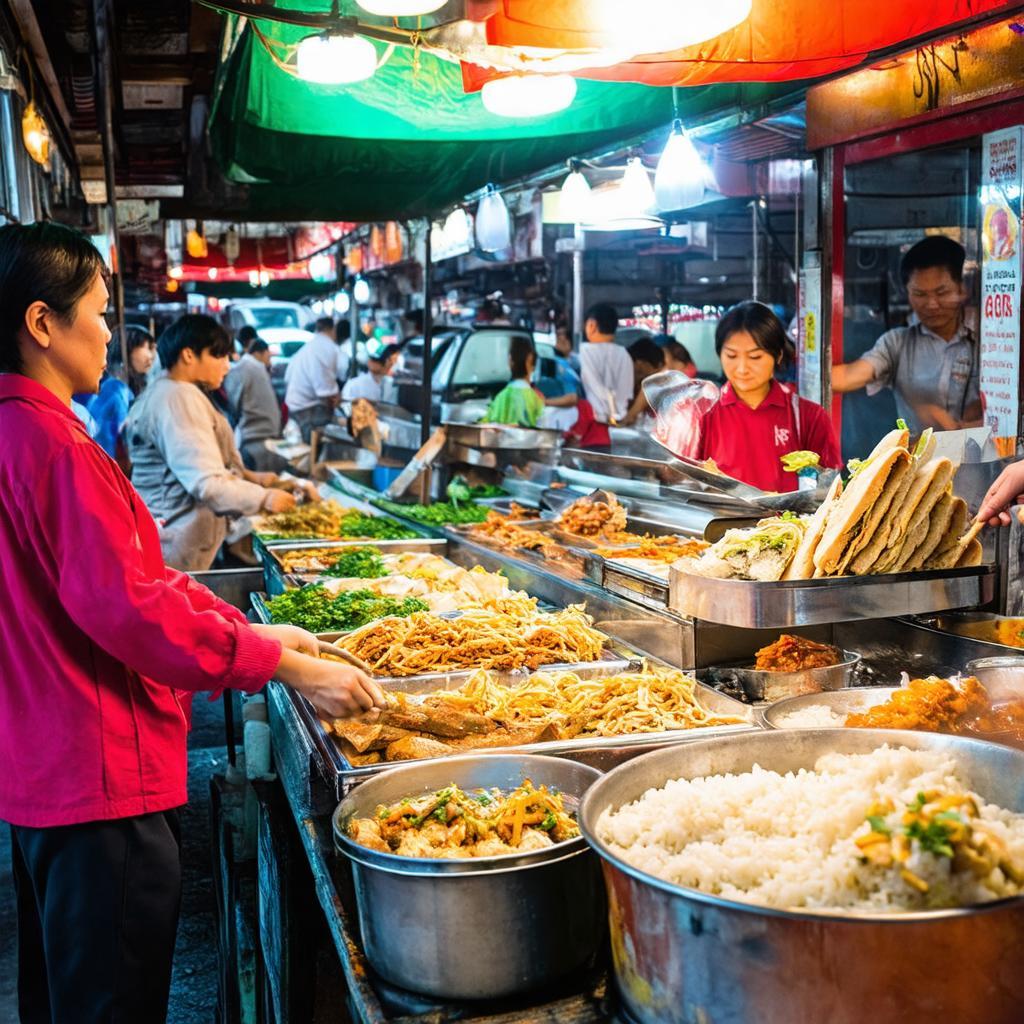 Các quầy hàng bán đồ ăn vặt, ẩm thực đường phố hấp dẫn tại Chợ Cây Xoài.