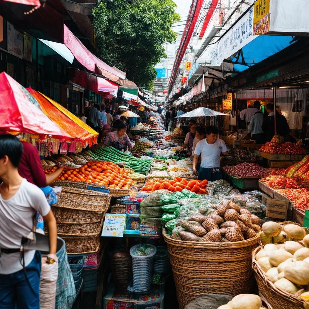 Quan cảnh tấp nập mua bán tại Chợ Cồn Thành Dương, Thanh Chương, Nghệ An
