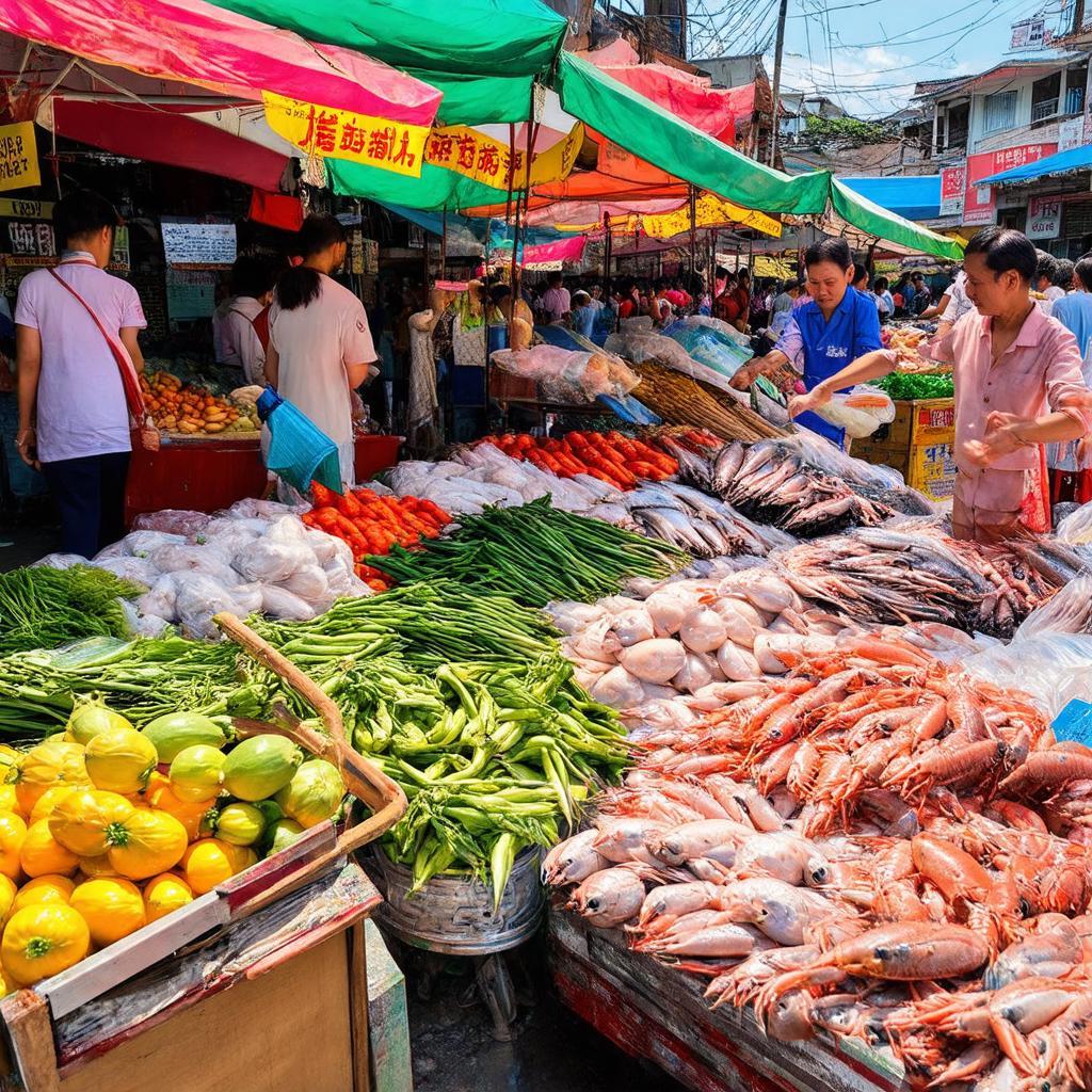 Quang cảnh chợ Còng Tĩnh Gia Thanh Hóa tấp nập, người mua bán đông đúc.