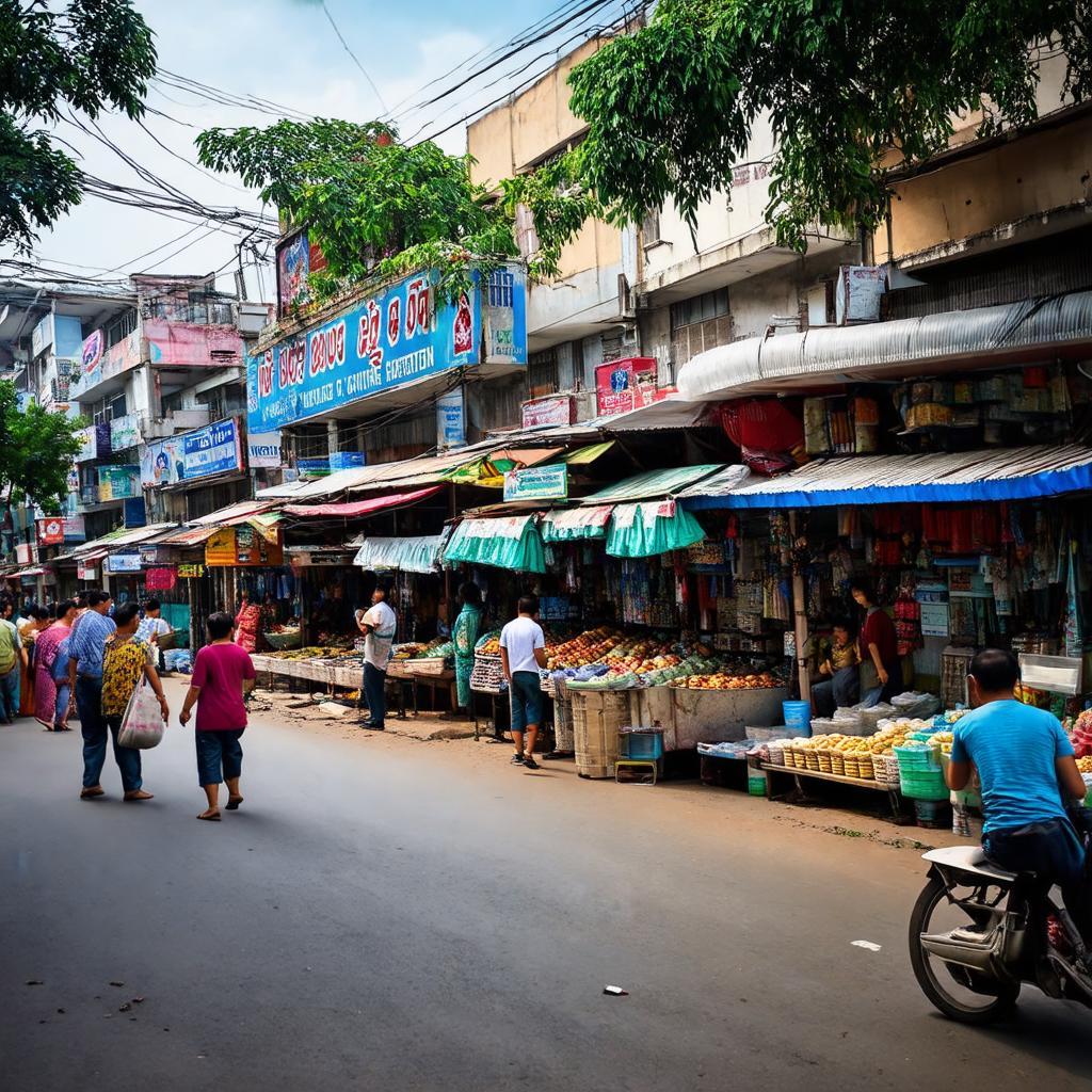 Khu vực chợ hoặc các cửa hàng tiện ích sầm uất gần Ngã ba Hải Quân, Bãi Cháy.