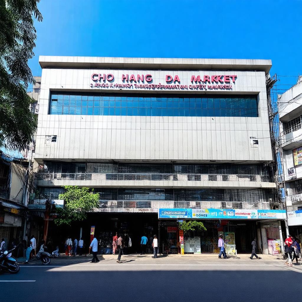 Bên ngoài trung tâm thương mại Chợ Hàng Da hiện đại tại quận Hoàn Kiếm, Hà Nội.