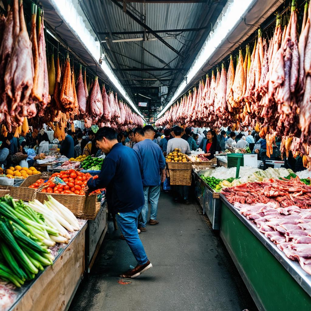 Khu vực bán rau củ, thịt cá tươi ngon và hải sản tại Chợ Hiệp Thành Quận 12.