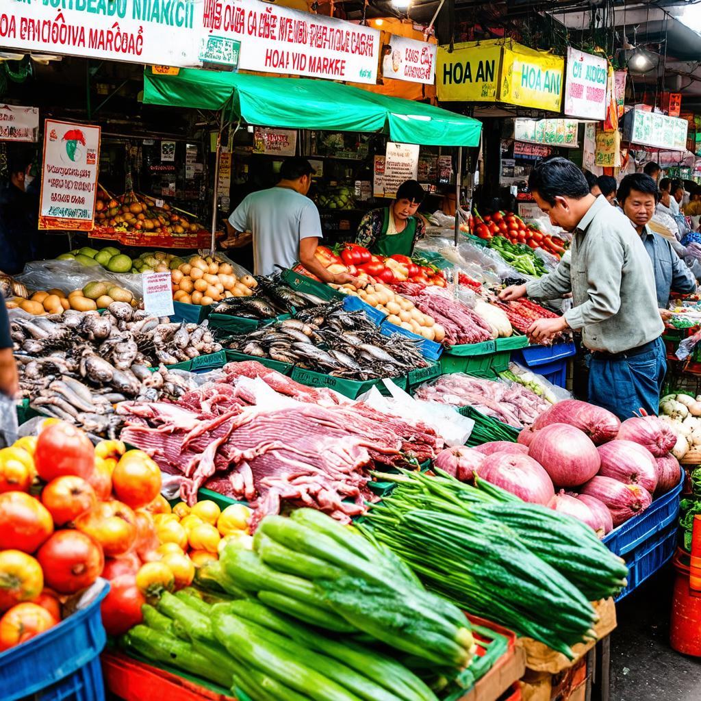 Gian hàng thực phẩm tươi sống tại Chợ Hòa An, quận Cẩm Lệ, Đà Nẵng