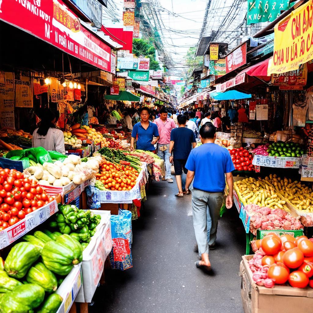 Khung cảnh nhộn nhịp mua bán tại Chợ Hòa Lạc Thạch Thất Hà Nội với đa dạng hàng hóa