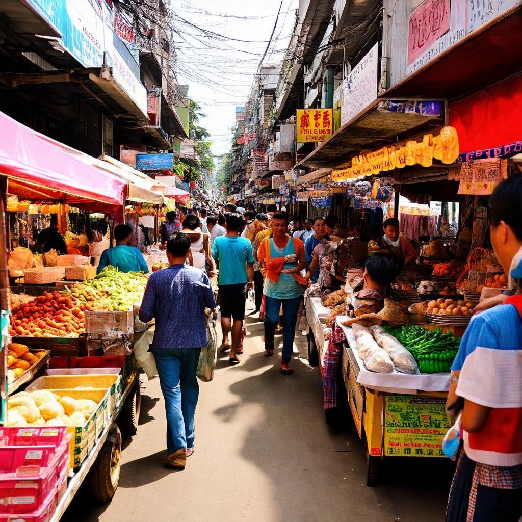 Quang cảnh nhộn nhịp của Chợ Minh Phát Quận 12, thể hiện sự đa dạng hàng hóa và người mua bán.