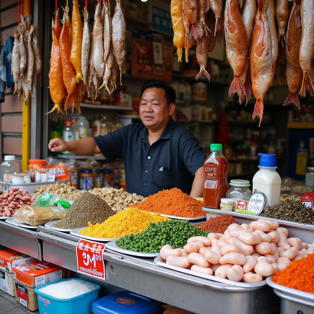 Gian hàng bán đồ khô và gia vị đặc sản tại Chợ Nguyễn Tri Phương Đà Nẵng