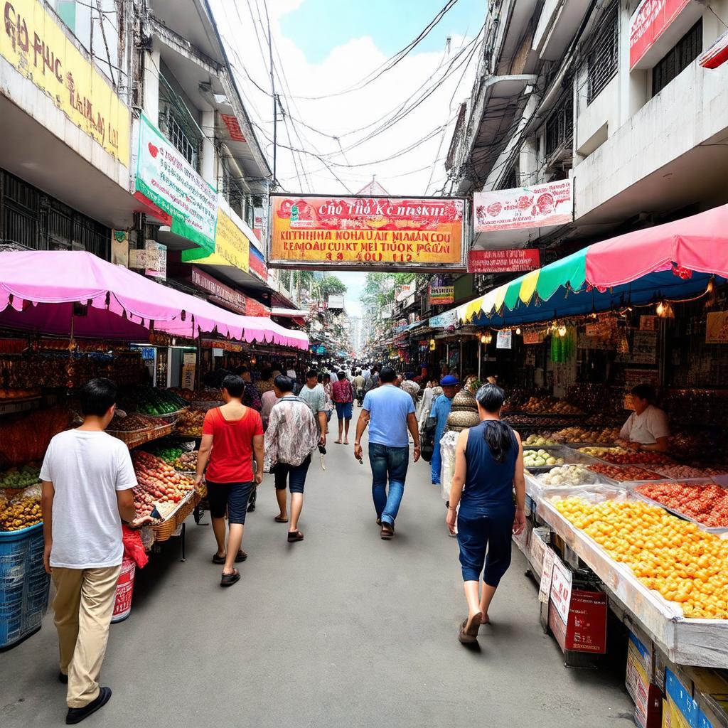 Quang cảnh nhộn nhịp của Chợ Thủ Đức trên đường Võ Văn Ngân, thể hiện không khí sầm uất.