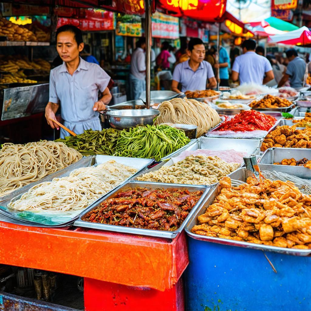 Những món ăn đường phố đa dạng và hấp dẫn được bày bán tại Chợ Việt Lập Dĩ An