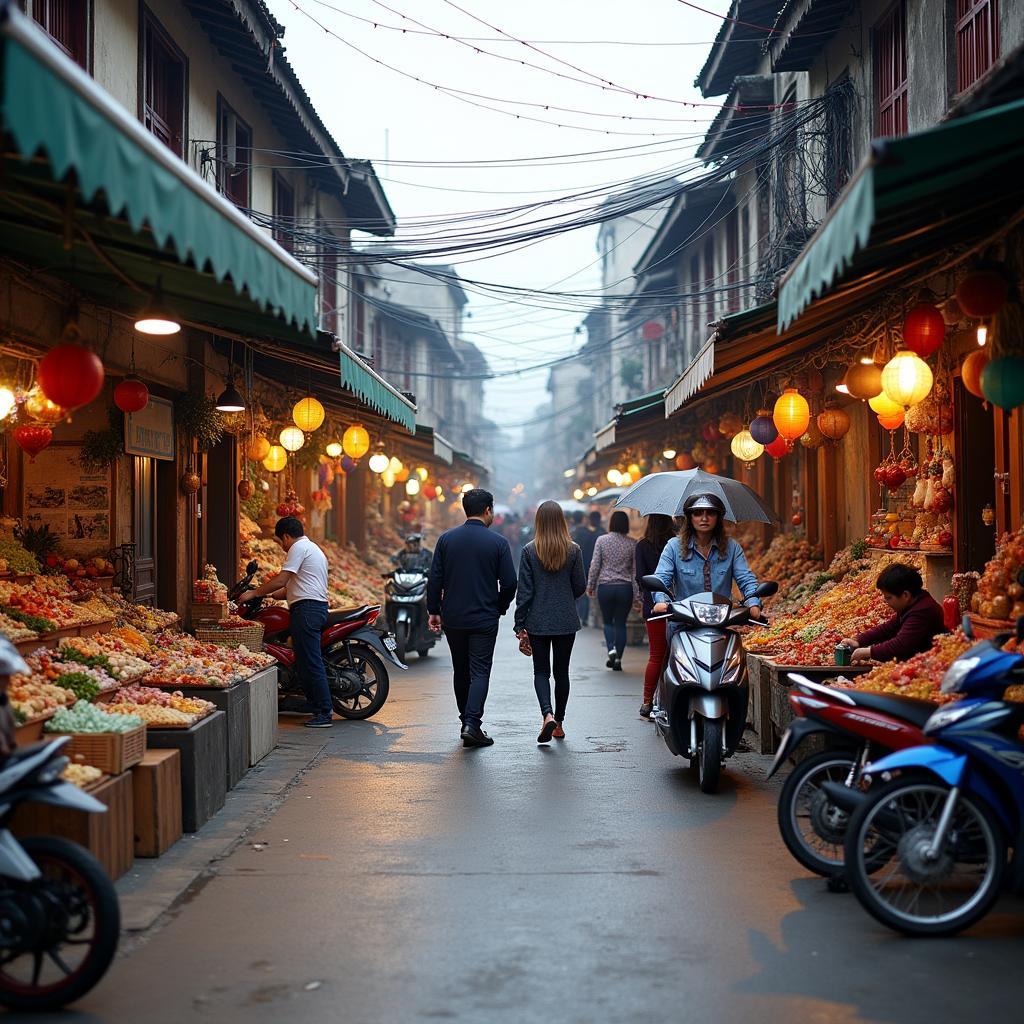 Toan canh cho vinh yen dong da vinh phuc nhon nhip, khung canh mua ban truyen thong cua nguoi dan