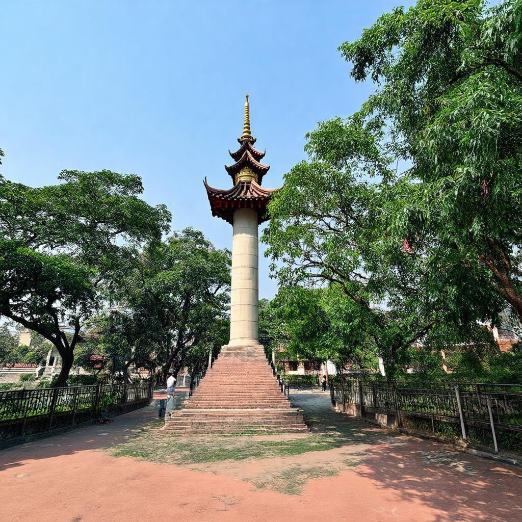 Toàn cảnh Chùa Một Cột và không gian xanh mát trong khu di tích Ba Đình Hà Nội.