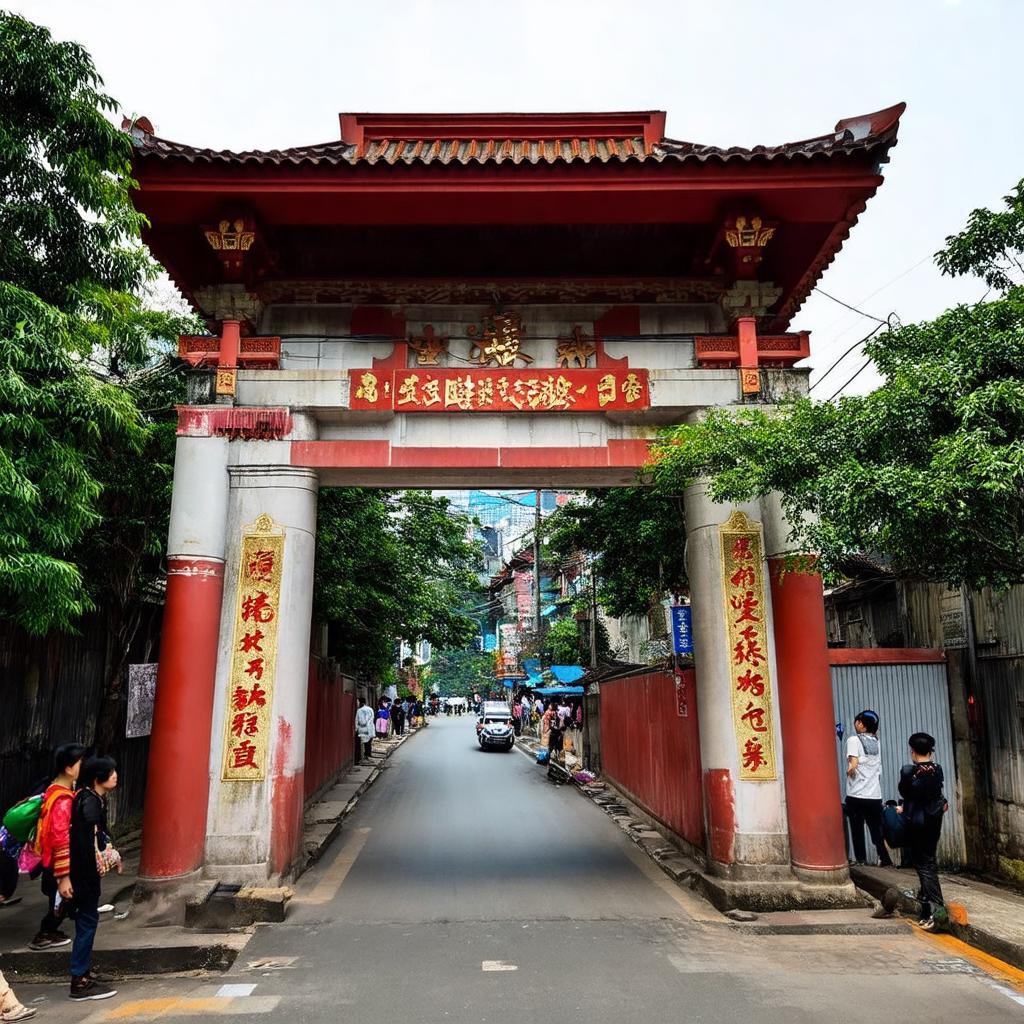 Cổng Chùa Hà cổ kính trên Phố Chùa Hà, Cầu Giấy, Hà Nội