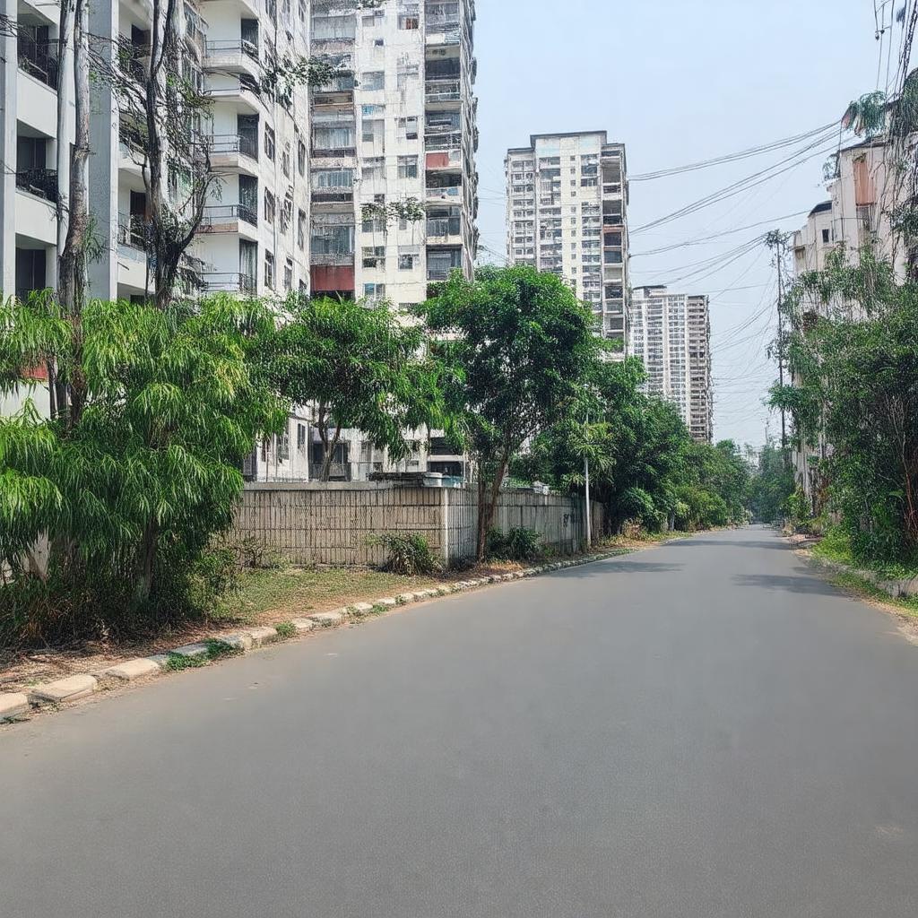 Khu dân cư và chung cư mới phát triển dọc theo tuyến Đường Tây Trà, quận Hoàng Mai.