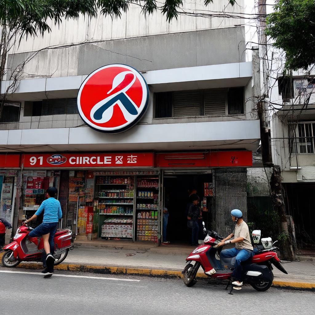 Cửa hàng Circle K tại số 91 phố Trung Kính, Cầu Giấy, Hà Nội với biển hiệu đặc trưng và mặt tiền nhìn ra phố