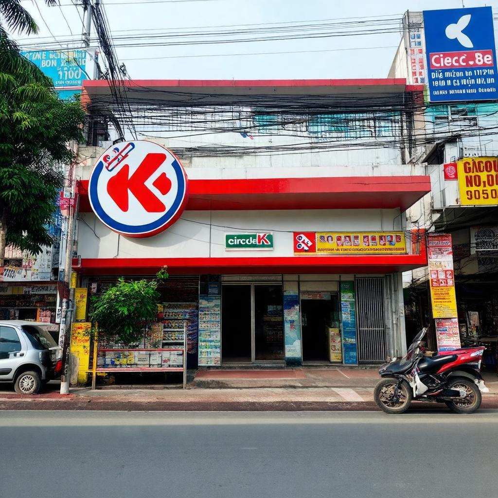 Mặt tiền cửa hàng Circle K trên đường Điện Biên Phủ, gần Ngã tư Hàng Xanh, dễ nhận diện.