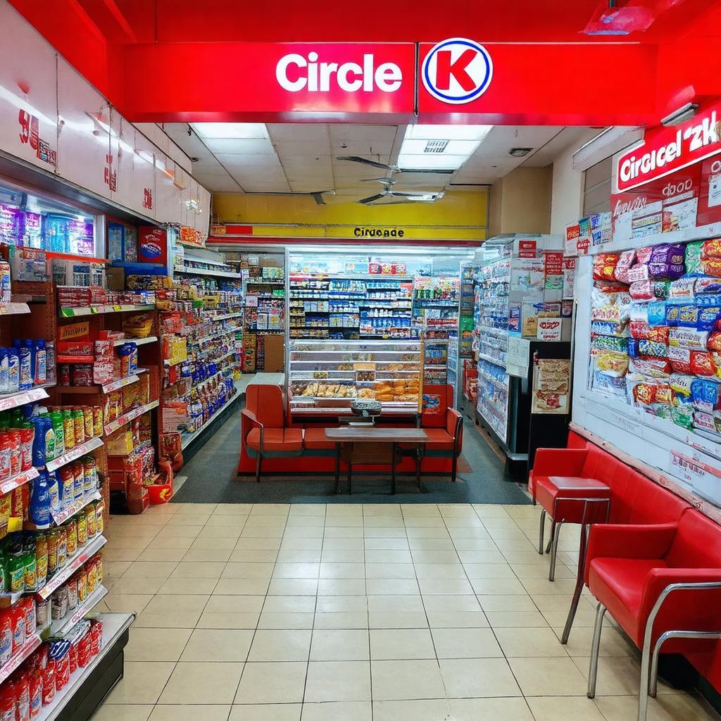 Bên trong Circle K Điện Biên Phủ gần Hàng Xanh, không gian sạch sẽ, gọn gàng, có khu vực ngồi nghỉ.