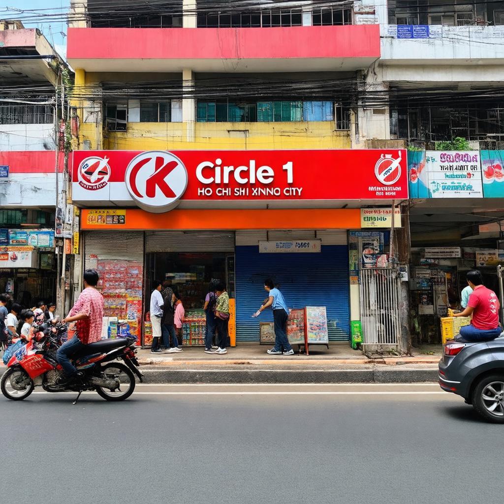 Mat tien cua hang Circle K tren duong Tran Hung Dao Quan 1, khu vuc trung tam sam uat.