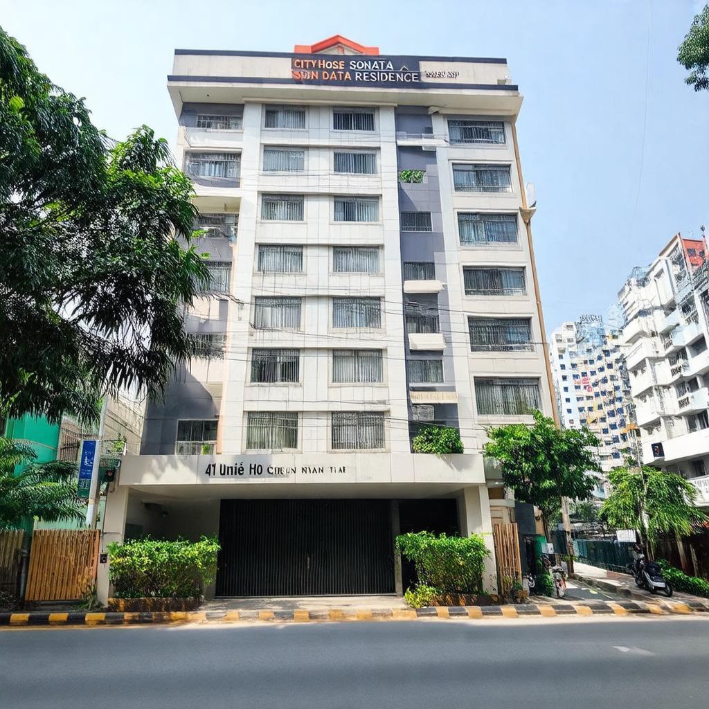 Hình ảnh tòa nhà CityHouse Sonata Residence nhìn từ đường Nguyễn Thị Thập Quận 7