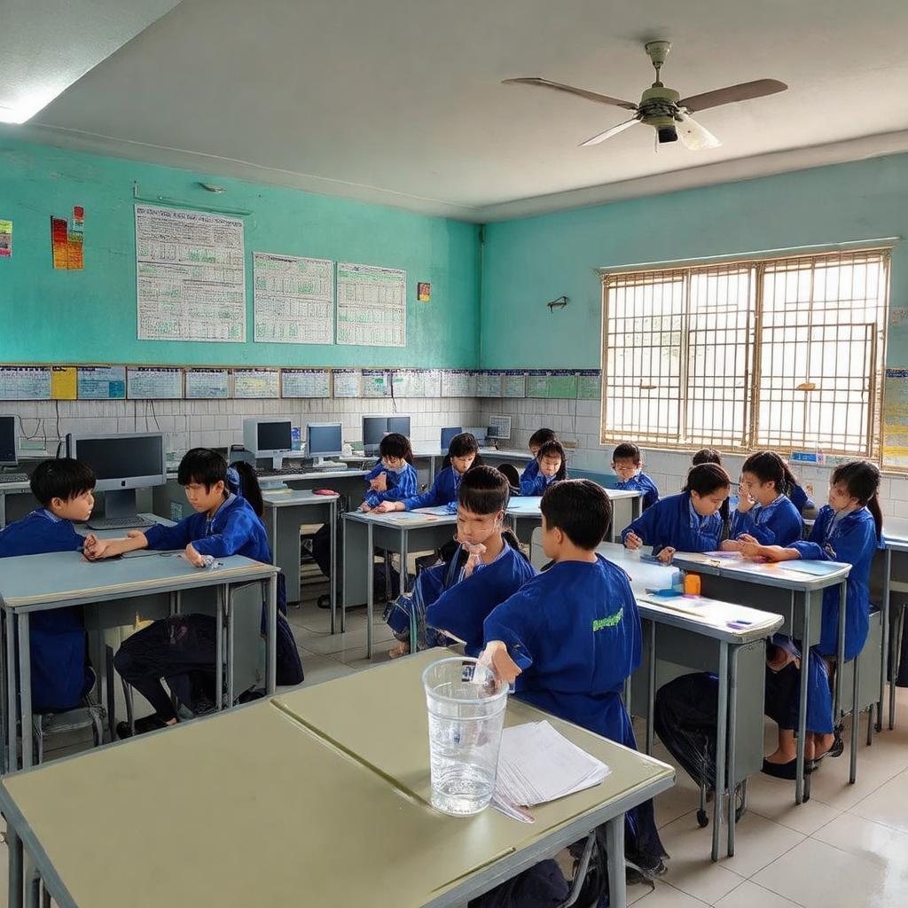Co so vat chat phong hoc hoac phong thi nghiem tai THPT Dan Lap Ngo Tri Hoa