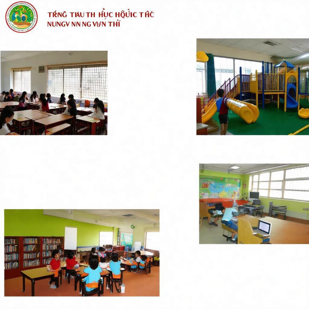 Hình ảnh cơ sở vật chất hiện đại của Trường tiểu học Nguyễn Văn Thệ, minh họa phòng học, sân chơi sạch sẽ.